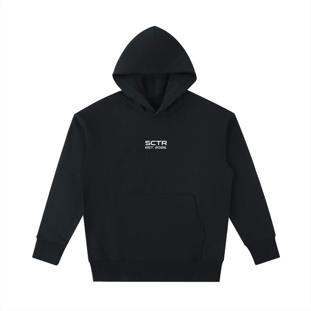 SCTR Core Hoodie Black 530GSM Heavyweight Oversized Hoodie EST 2026