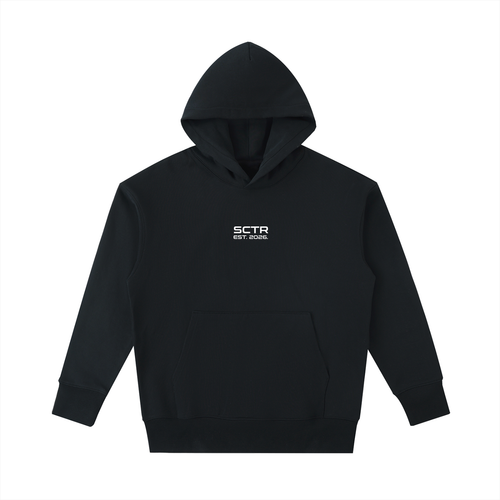 SCTR Core Hoodie Black 530GSM Heavyweight Oversized Hoodie EST 2026