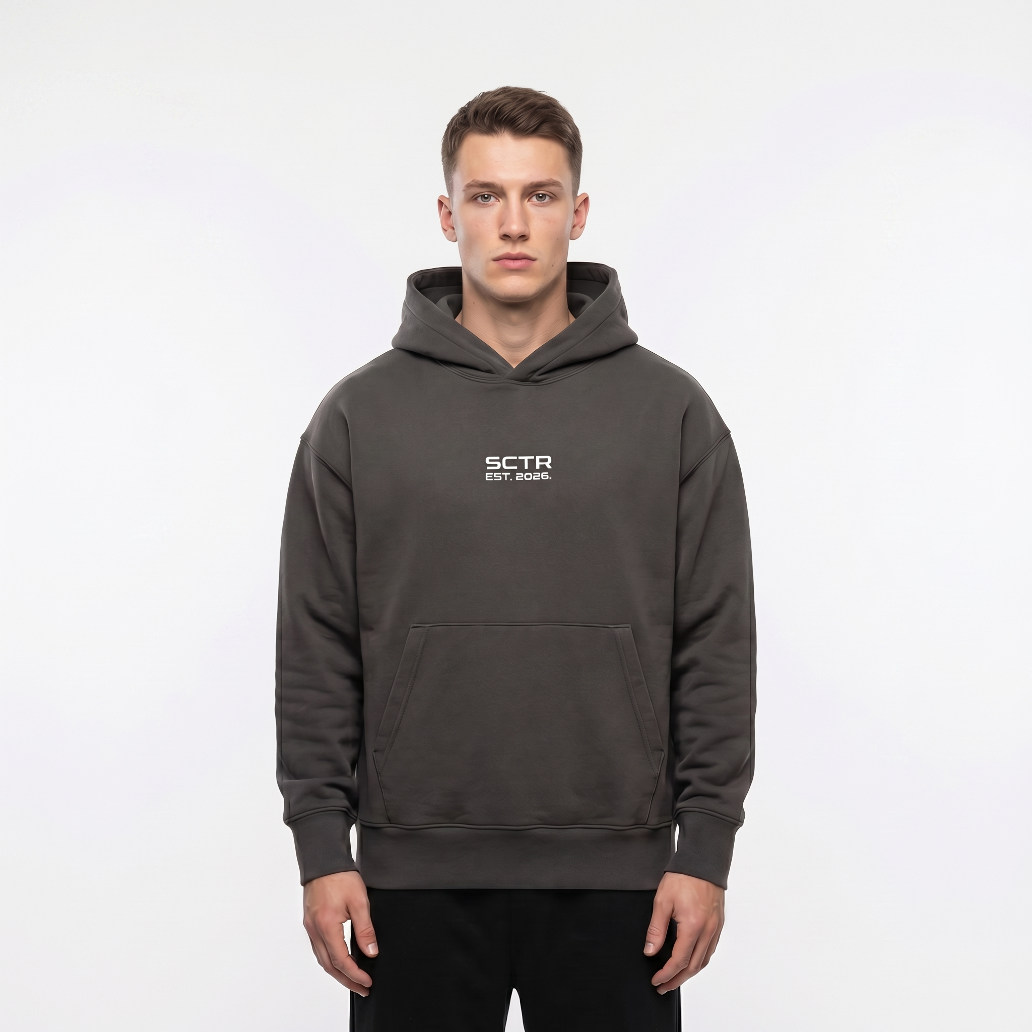 SCTR Core Hoodie Grey 530GSM Heavyweight Oversized Hoodie EST 2026