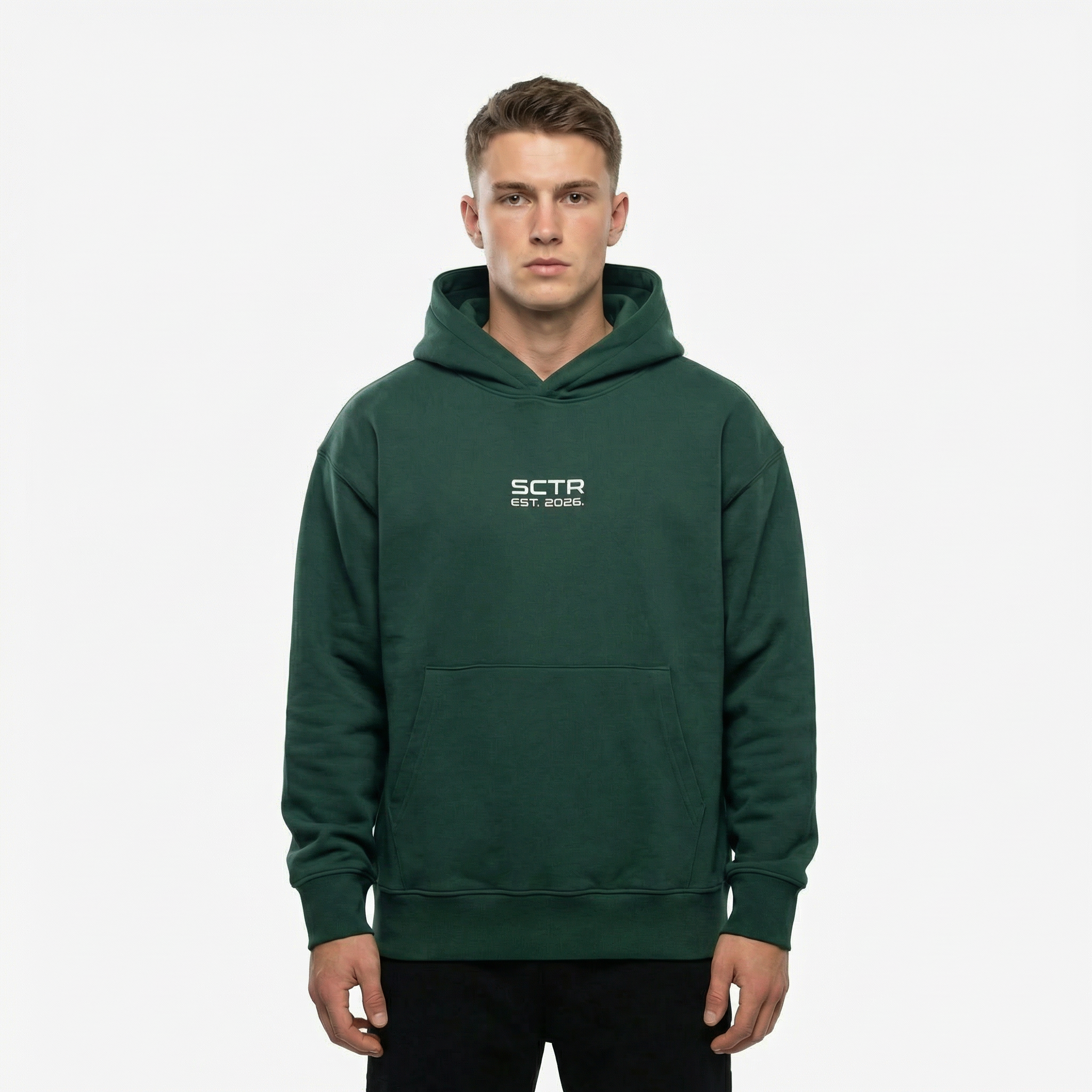 SCTR Core Hoodie Green 530GSM Heavyweight Oversized Hoodie EST 2026